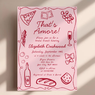 Invitation Main Drawn Italian That's Amore Red Bridal Brunch