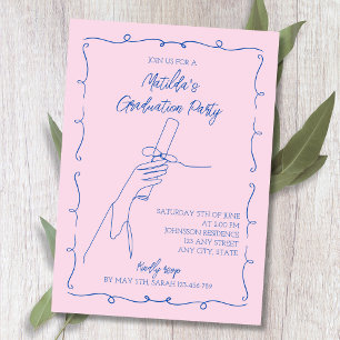Invitation Main Drawn Pink & Blue 2024 Graduation