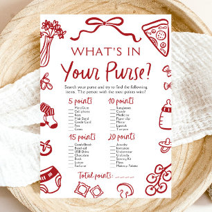 Invitation Main Drawn What's In Your Purse Baby shower Jeu