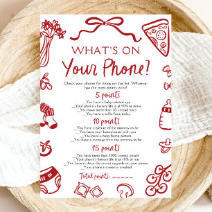 Invitation Main Drawn What's on Your Phone Baby shower Game