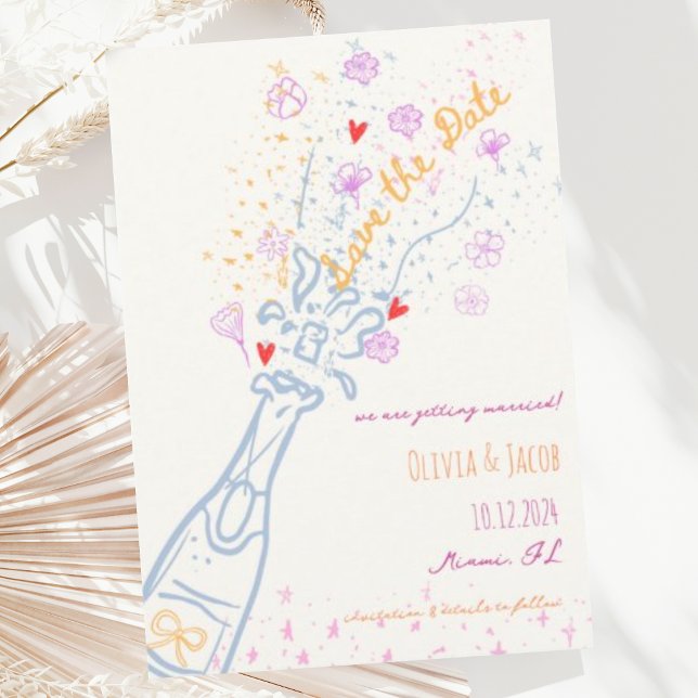 Invitation Main fantaisiste tirée à la main Sauvez la date (Créateur téléchargé)