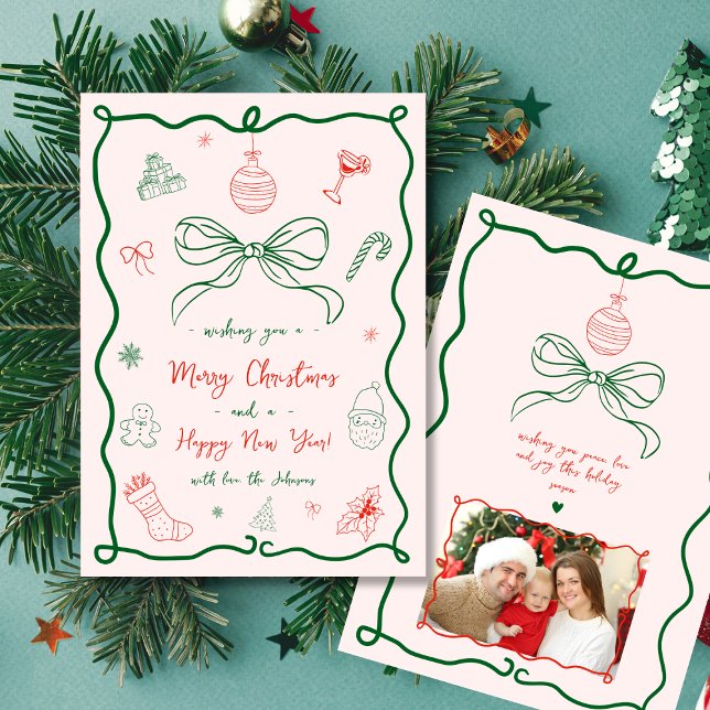 Invitation Main fantaisiste tirée Français Joyeux Noël Photo (Créateur téléchargé)