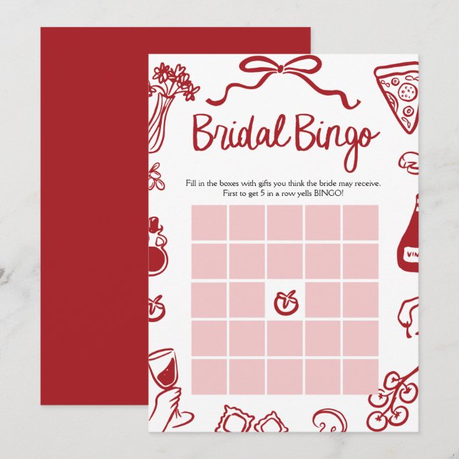 Invitation Main Italienne Tirée Plus Fête des mariées Bingo J (Devant / Derrière)
