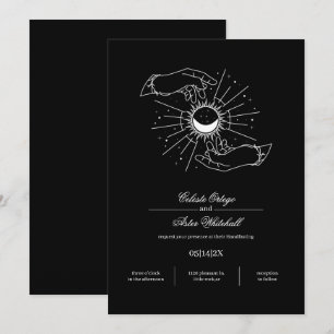 Invitation Main mystique noire et blanche Main céleste