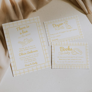Invitation Main Rétro Levé Bun Dans Le Baby shower Ange Four