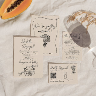 Invitation Main rétro manuscrite tiré romantique mignon Maria