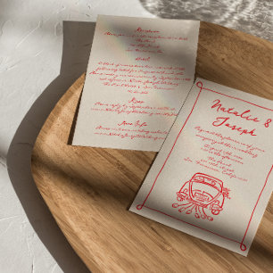 Invitation Main Rétro Tirée Écrite Quirky Tout En Un Mariage