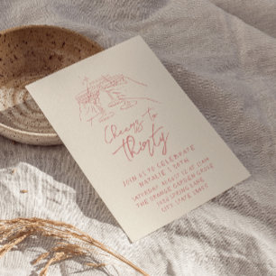 Invitation Main Rétro Trente-Trente-Anniversaire