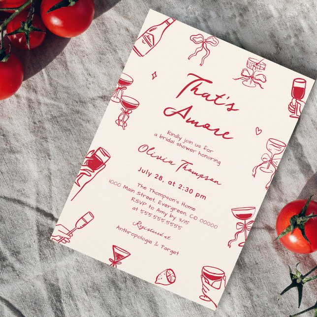Invitation Main rouge tiré italien c'est plus Fête des mariée (Créateur téléchargé)