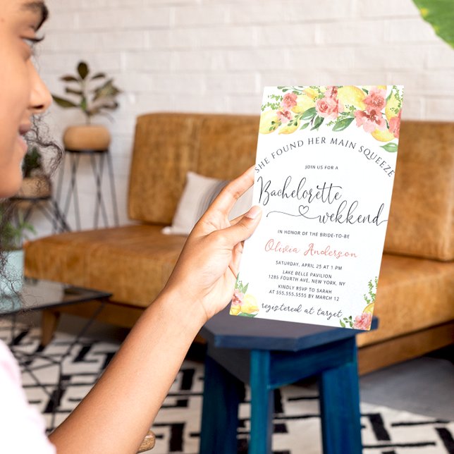 Invitation Main Squeeze Lemon Bachelorette Week-end Invitatio (Créateur téléchargé)
