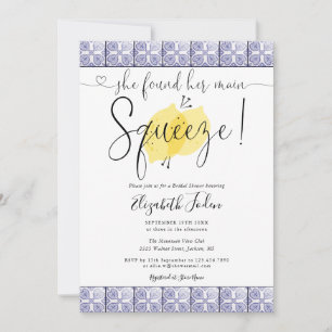 Invitation Main Squeeze Lemons Tiles Monogram Fête des mariée
