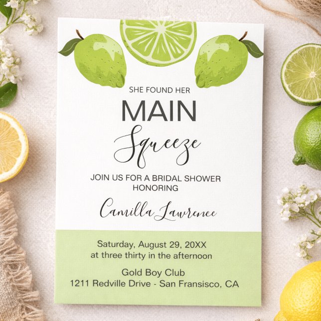 Invitation Main Squeeze Tropical Citrus Green Bridal Shower  (Créateur téléchargé)