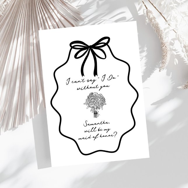 Invitation Main tiré Bow Floral Maid of Honor Proposition (Créateur téléchargé)