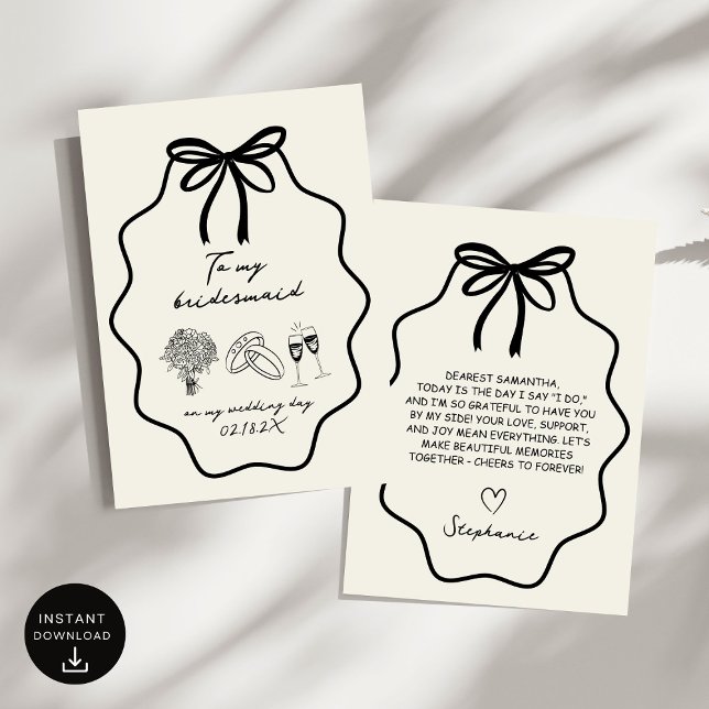 Invitation Main Tiré En Bow À Ma Serveuse De Mariage Le Jour  (Créateur téléchargé)