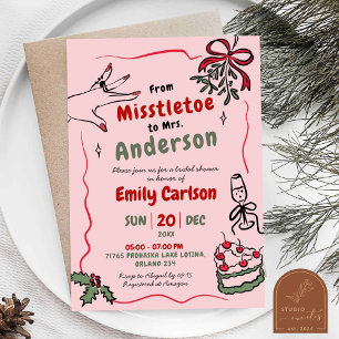 Invitation Main tiré Misstletoe à Mme Bow Fête des mariées