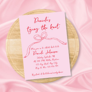 Invitation Main Tirée Bow Pink Attache La Fête des mariées Du