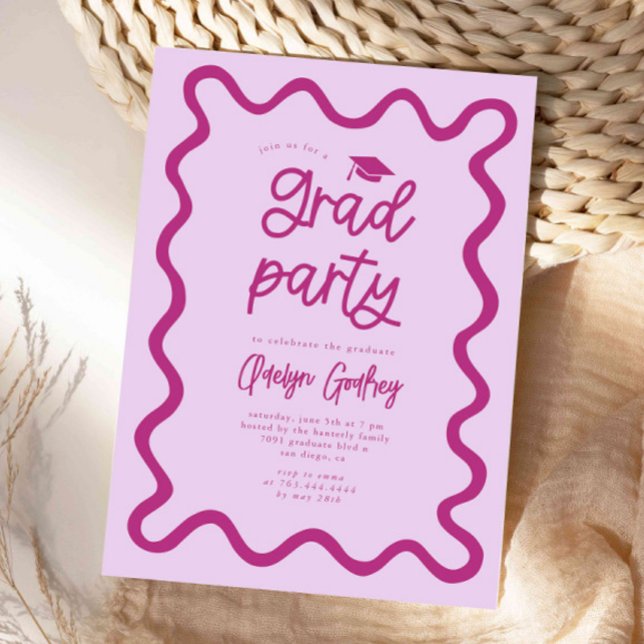 Invitation Main Tirée Latéralement Pink Graduation Party (Créateur téléchargé)