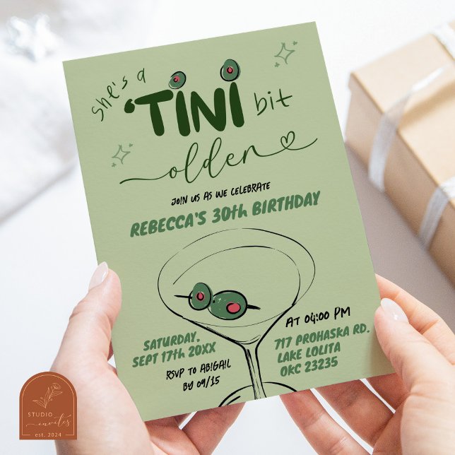 Invitation Main Tirée Vert Sale Martini Adulte Anniversaire (Créateur téléchargé)
