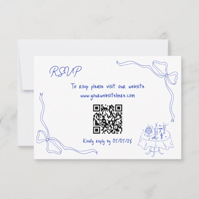Invitation Main unique tirée Contemporain QR Code Français Bo (Devant)
