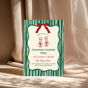 Invitation Main verte dessinée Whimsical Wavy Frame Noël