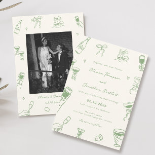Invitation Main verte tirée Mariage ironique