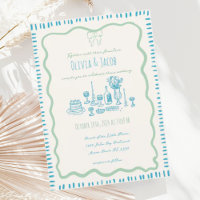 Main Whimsical tiré Bleu Bow Mariage vague