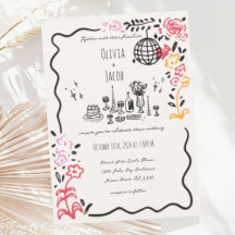 Main Whimsical tiré floral Scribble Wavy Mariage