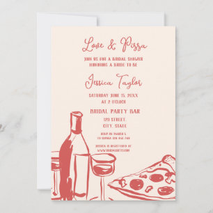 Invitation Main Whimsical tiré nuptiale Brunch Love & Pizza