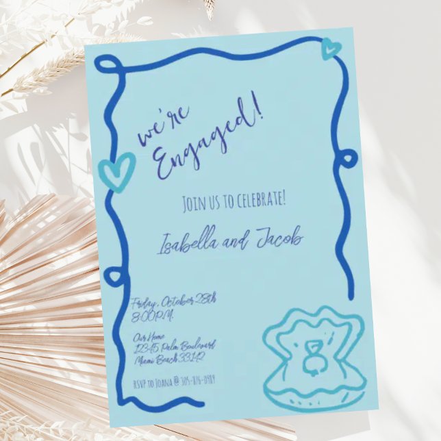 Invitation Main Whimsical tiré Quirky Wavy Engagement Party (Créateur téléchargé)