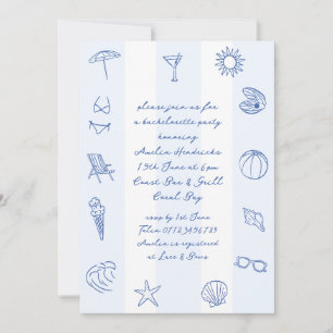 Invitation Main Whimsical Tirée Blue Beach Bachelorette