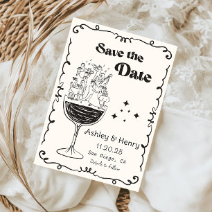Invitation Main Whimsical Tirée Mariage Quirky Enregistrer La