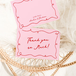 Invitation Main Whimsical Tirée Rouge & Merci Rose