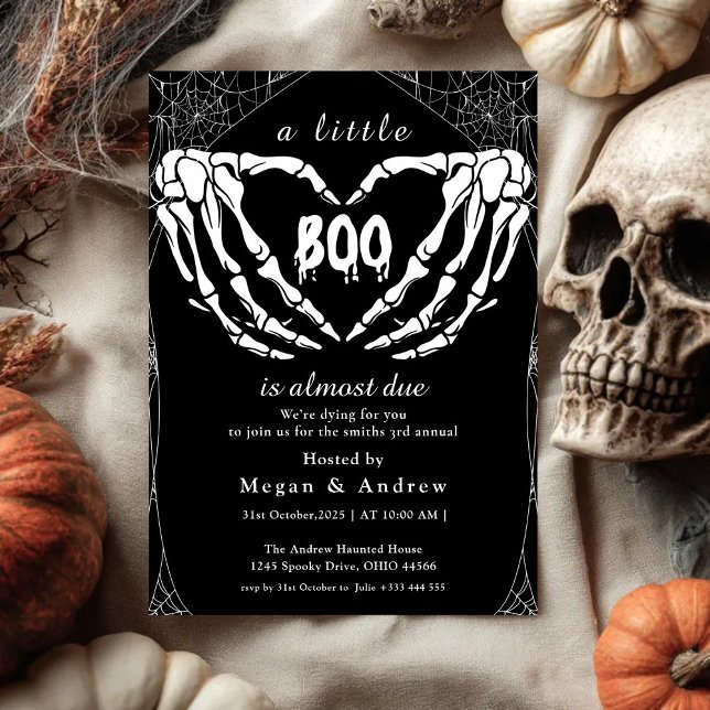 Invitation Mains osseuses en forme de coeur Fête Halloween (Créateur téléchargé)