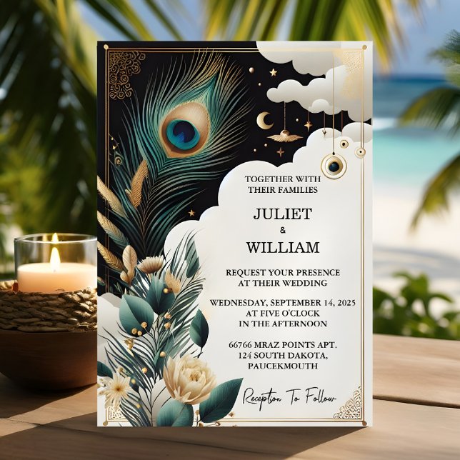 Invitation Maintenant Feather Russe Sky Cloud Mariage (Créateur téléchargé)