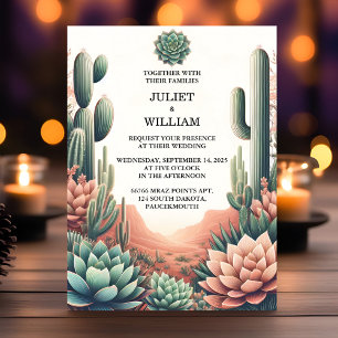 Invitation Maintenant Green Boho Leaf Desert Cactus Succulent