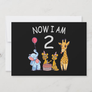 Invitation Maintenant j'ai 2 ans 2ème anniversaire au Zoo