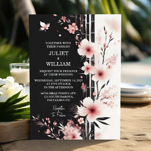 Invitation Maintenant Mariage en bambou rose Sakura cerise en