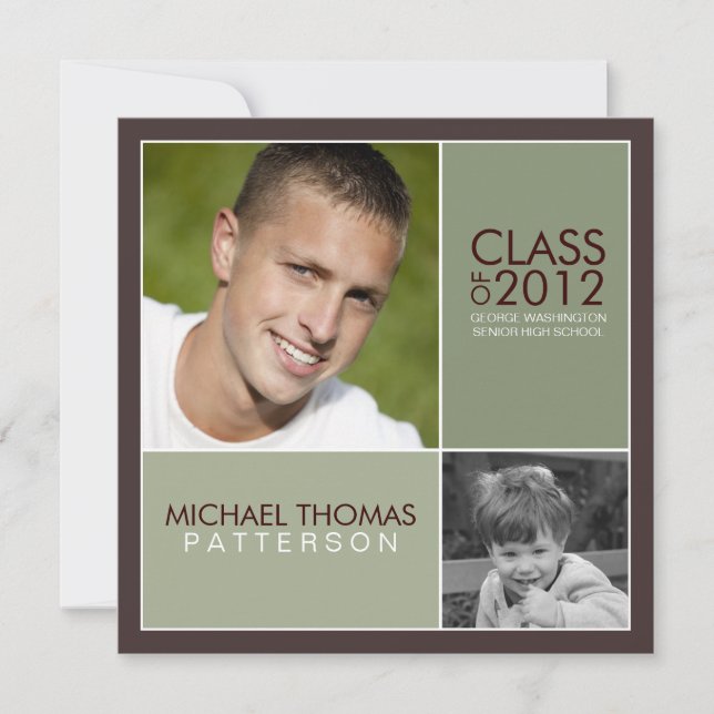 Invitation Maintenant Moderne Bloc Graduation Party Invitatio (Devant)