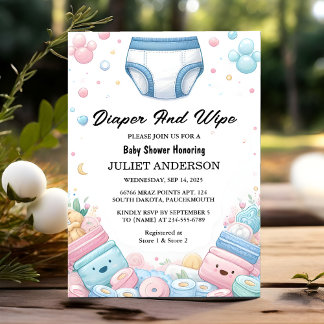 Invitation Maintenant Poster Papa Bleu Rose Bleu Bleu Bleu Bl