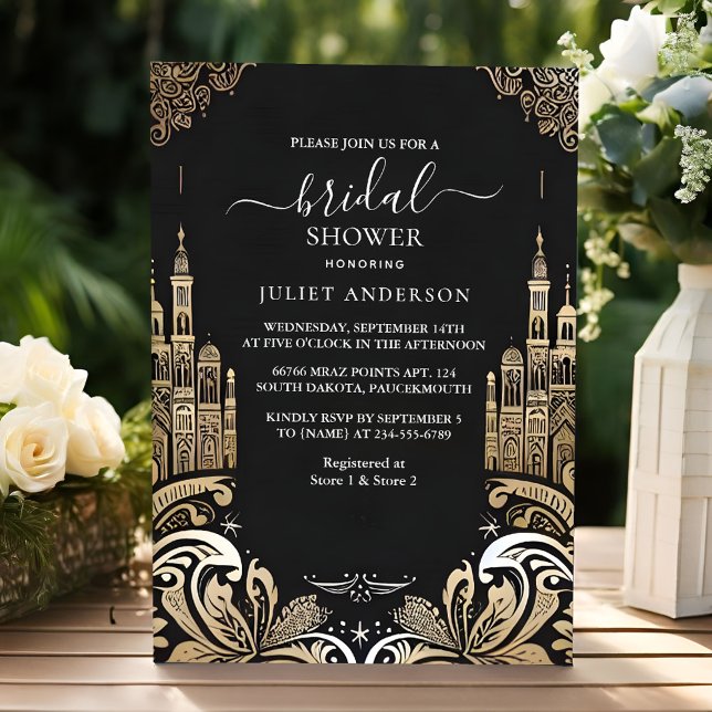 Invitation Maintenant Retro Arabe Exotic Bold Damask Fête des (Créateur téléchargé)