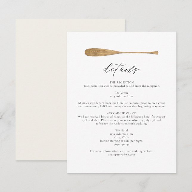 Invitation MAIRI Minimalist Boat Lake Détails du mariage à th (Devant / Derrière)