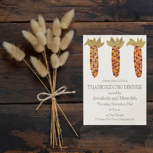 Invitation Maïs indien moderne ou maïs Thanksgiving