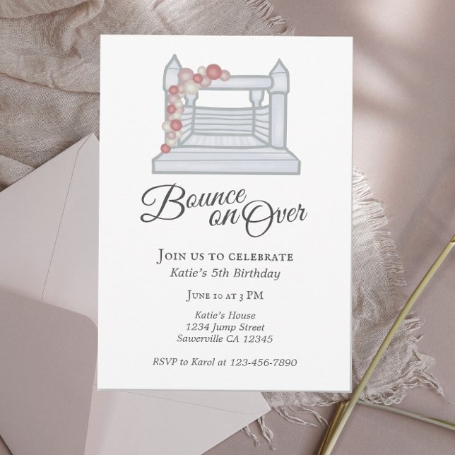 Invitation Maison Blanche Bounce Pink Balloon Garland Anniver (Créateur téléchargé)
