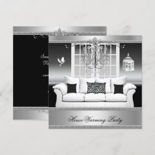 Invitation Maison Chandelier de la fête de réveil blanc argen