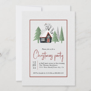 Invitation Maison d'arbres d'hiver et fête de Noël de neige