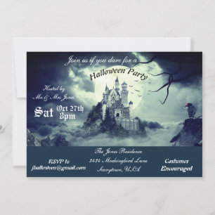 Invitation Maison de Château Hanté Effrayante Soirée Hallowee