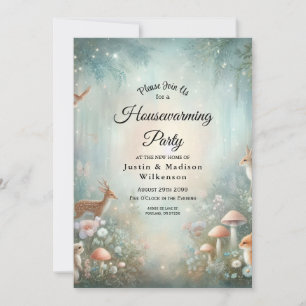 Invitation Maison de forêt enchantée Teal et pêche pour penda