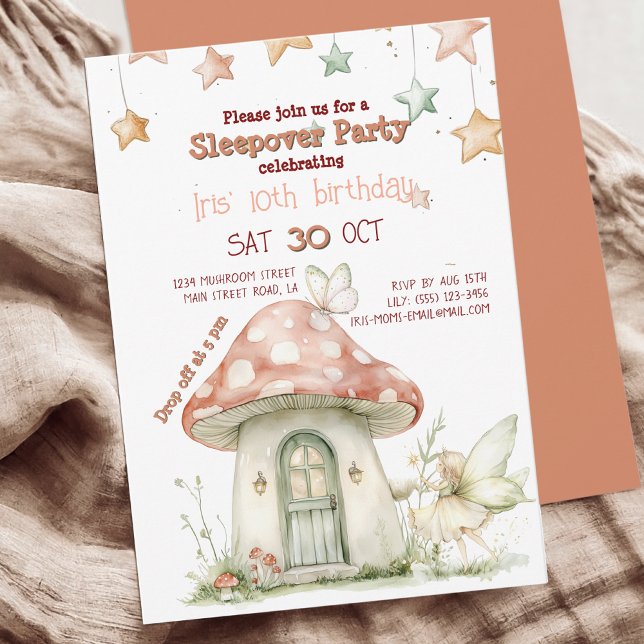 Invitation Maison de la fée de champignons, anniversaire de l (Créateur téléchargé)