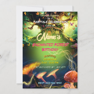 Invitation Maison de la Fée de Forêt Enchantée & Champignons