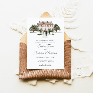Invitation Maison de maître anglaise classique aquarelle pour